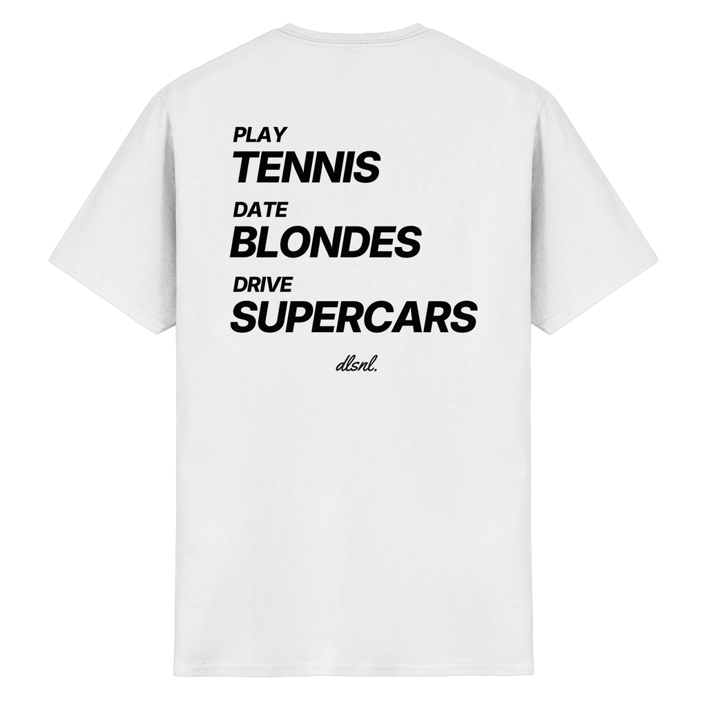 PLAY TENNIS DATE BLONDE DRIVE SUPERCARS - Heavy Cotton T-Shirt