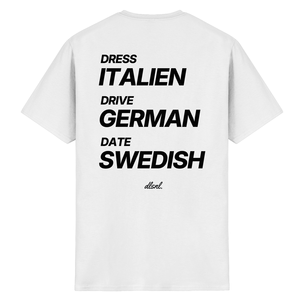 DRESS ITALIEN, DRIVE GERMAN, DATE SWEDISH - Heavy Cotton T-Shirt